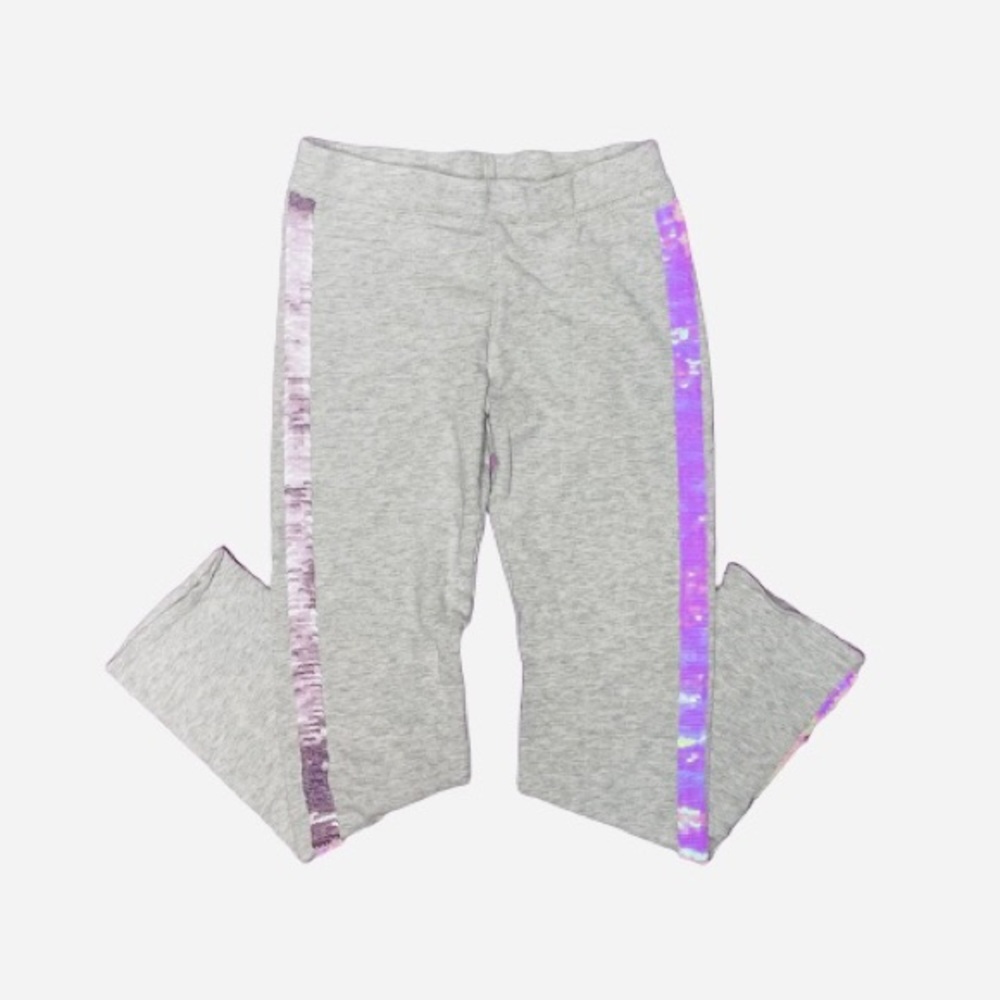 Girls H&M Light Gray Pants with Reversible Flip Seguin Stripes